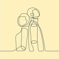 continuous line drawing couple vector