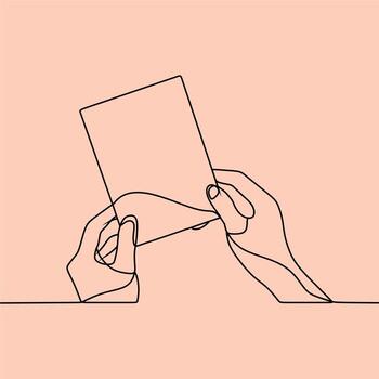 continuous line drawing on card vector