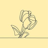 continuous line drawing on flower vector