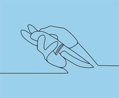continuous line drawing on knife vector