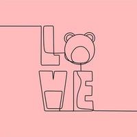 continuous line drawing on love vector