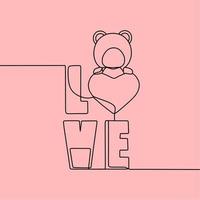 continuous line drawing on love vector
