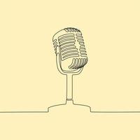 continuous line drawing on microphone vector