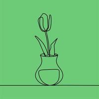 continuous line drawing on plant vector