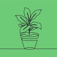 continuous line drawing on plant vector