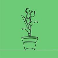 continuous line drawing on plant vector