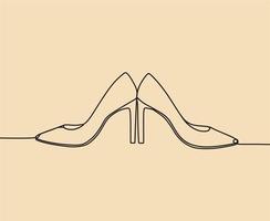 continuous line drawing on shoes vector