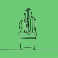 continuous line drawing on plant vector