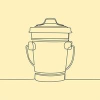 continuous line drawing on trash box vector