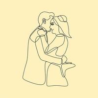 continuous line drawing on people vector