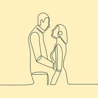 continuous line drawing couple vector