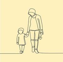 continuous line drawing family vector