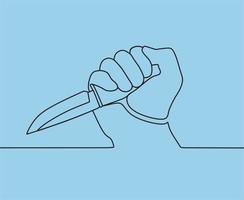 continuous line drawing on knife vector