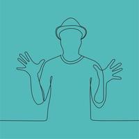 continuous line drawing people with hat vector