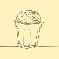 continuous line drawing on trash box