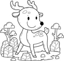 animals coloring book alphabet. Isolated on white background. Vector cartoon deer.