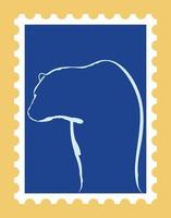 Postage stamp with the silhouette of a polar bear vector