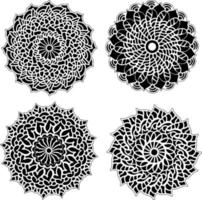 Mandala set floral vintage decoration black and white elements vector