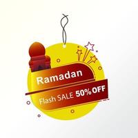 Ramadan Sale Banner Badged Flash Sale Template Design with Mosque for Business Promotion vector