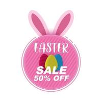 Social media Label Promotion Badge Happy Easter with Egg and Pink Color Template vector