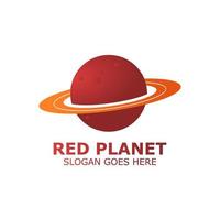ringed planet logo, symbol and icon template. a ringed planet logo with the planet's color being red and the ring color being orange. vector