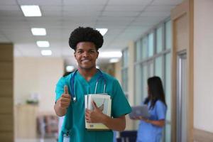 Nurse and doctor team ready for work day photo