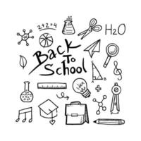 Set of hand drawn back to school, vector illustration.