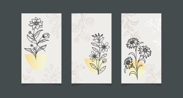 Modern floral boho abstract trendy background design. New design style