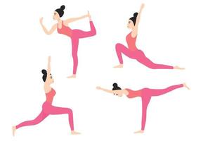 Four yoga poses isolated vector illustration