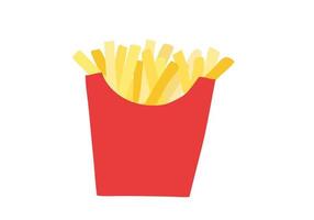 French fries in red box isolated vector illustration