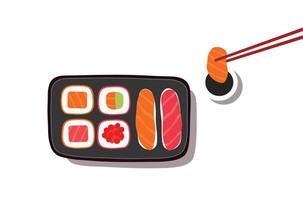 conjunto de sushi comida japonesa ilustración vectorial aislada vector