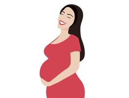 mujer embarazada feliz aislada vector