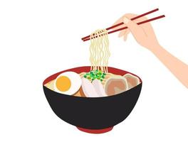 tazón de fideos ramen ilustración vectorial vector