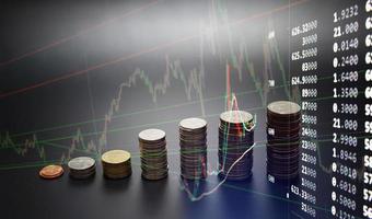 mercado de valores del tipo de cambio de divisas en la pantalla del monitor. foto
