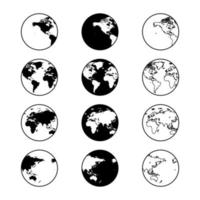 World Map Line Icon Set vector