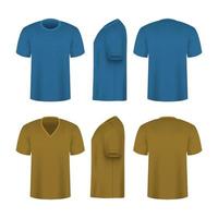 Pastel Color Vneck and Oneck Tshirt Set vector