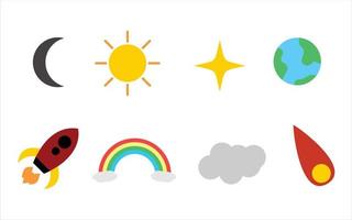 collection of objects illustration in flat design sky icon vector