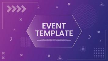 Modern Memphis abstract event banner vector in purple and dark blue vector with memphis assets that can be used for the best event posters for indoor or outdoor at various university, school, company