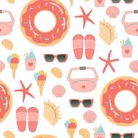 Summer seamless pattern vector illustration, flat design