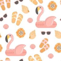 Summer seamless pattern vector illustration, flat design