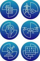 Set of vector linear technological icons