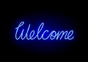 Welcome neon handwritting sign vector