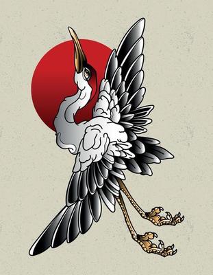 crane japanese tattoo old school