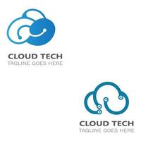 Cloud tech logo design template, technology logo design concept vector