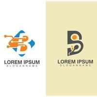 concepto de logotipo de tecnología de letra b. diseño de logotipo de ilustración creativa y elegante vector