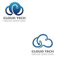 Cloud tech logo design template, technology logo design concept vector