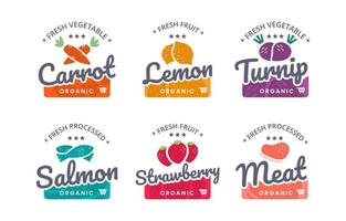 logotipo de comestibles de productos frescos vector