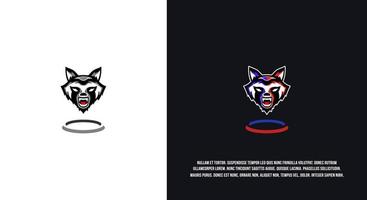 Raccoon logo, cute animal cartoon illustration design. Esport logo, angry expression vector
