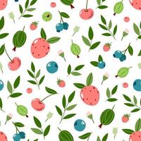 Cute summer pattern with berries on a white background vector