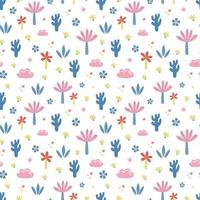 Doodle jungle vector pattern. Childish seamless print
